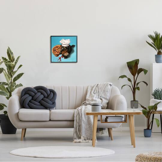 Stupell Industries Dog Chef Pizza Bite Portrait Framed Giclee Art